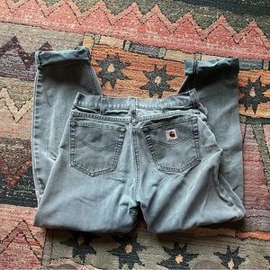 Carhartt canvas teal well worn work pants